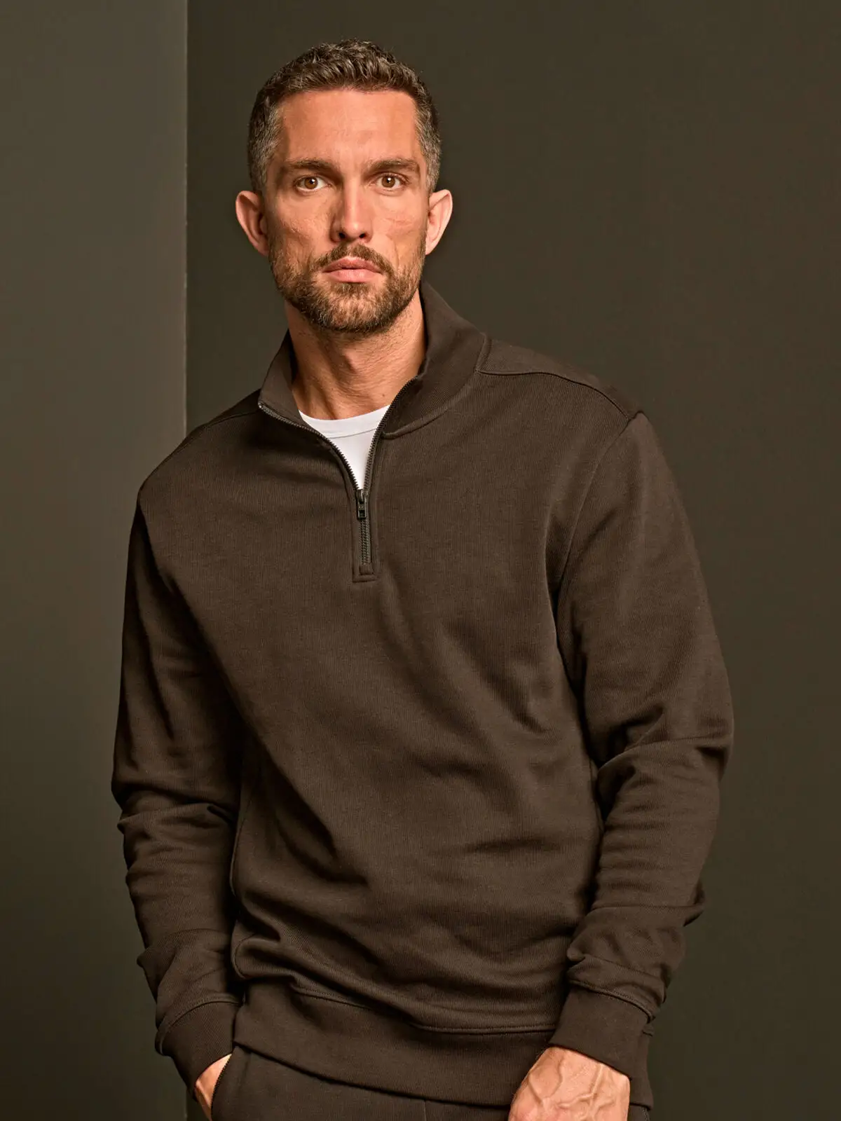 Ribbed Interlock Half Zip